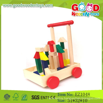 High Quality Wooden Baby Walker Wooden Pull Cart Learning Toy For Child